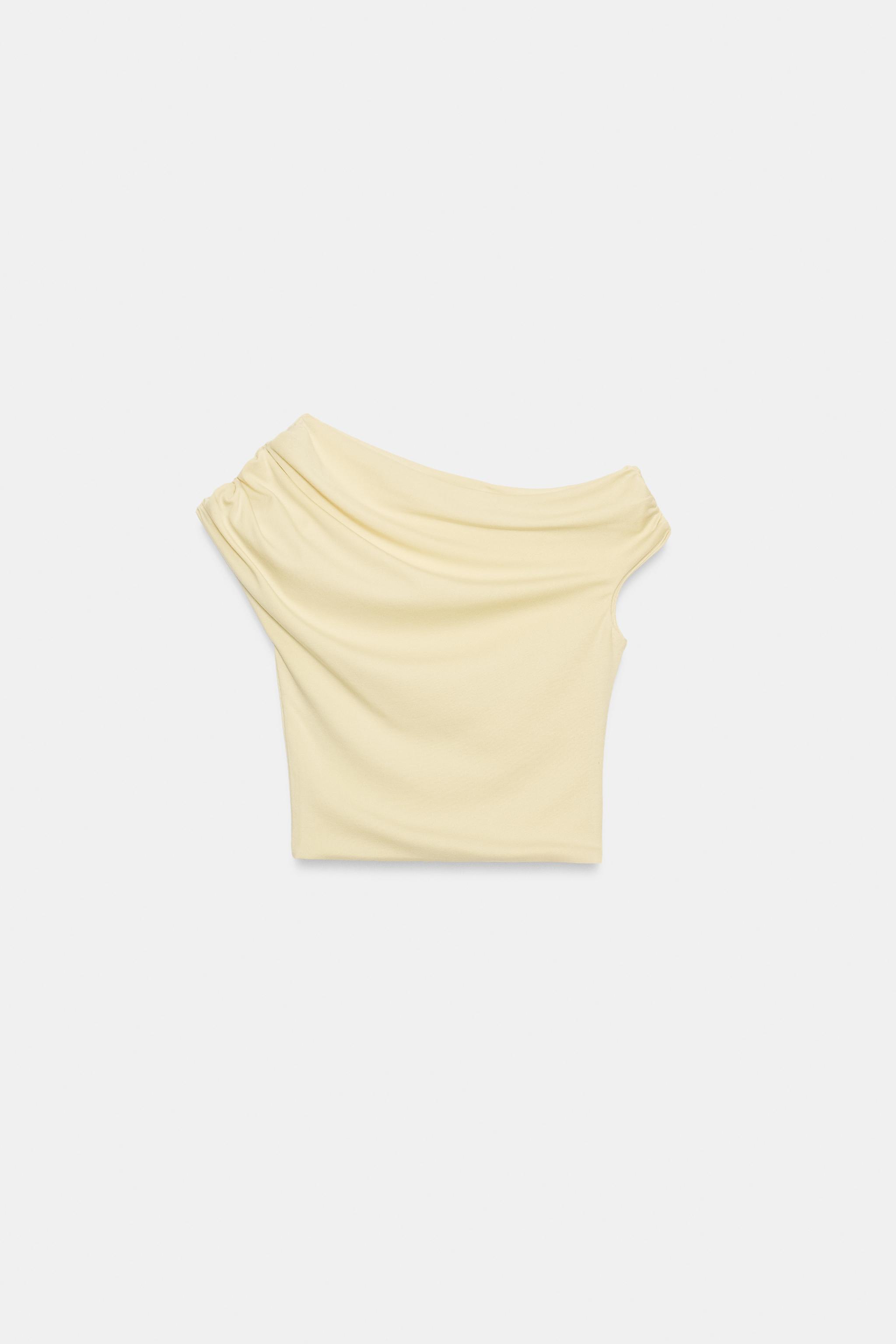 アシンメトリー ドレープトップス - ホワイト | ZARA Japan / 日本
