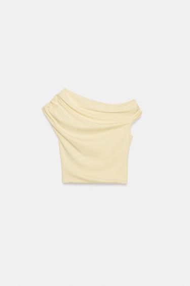 ASYMMETRIC DRAPED TOP - Yellow by Zara - Image 3