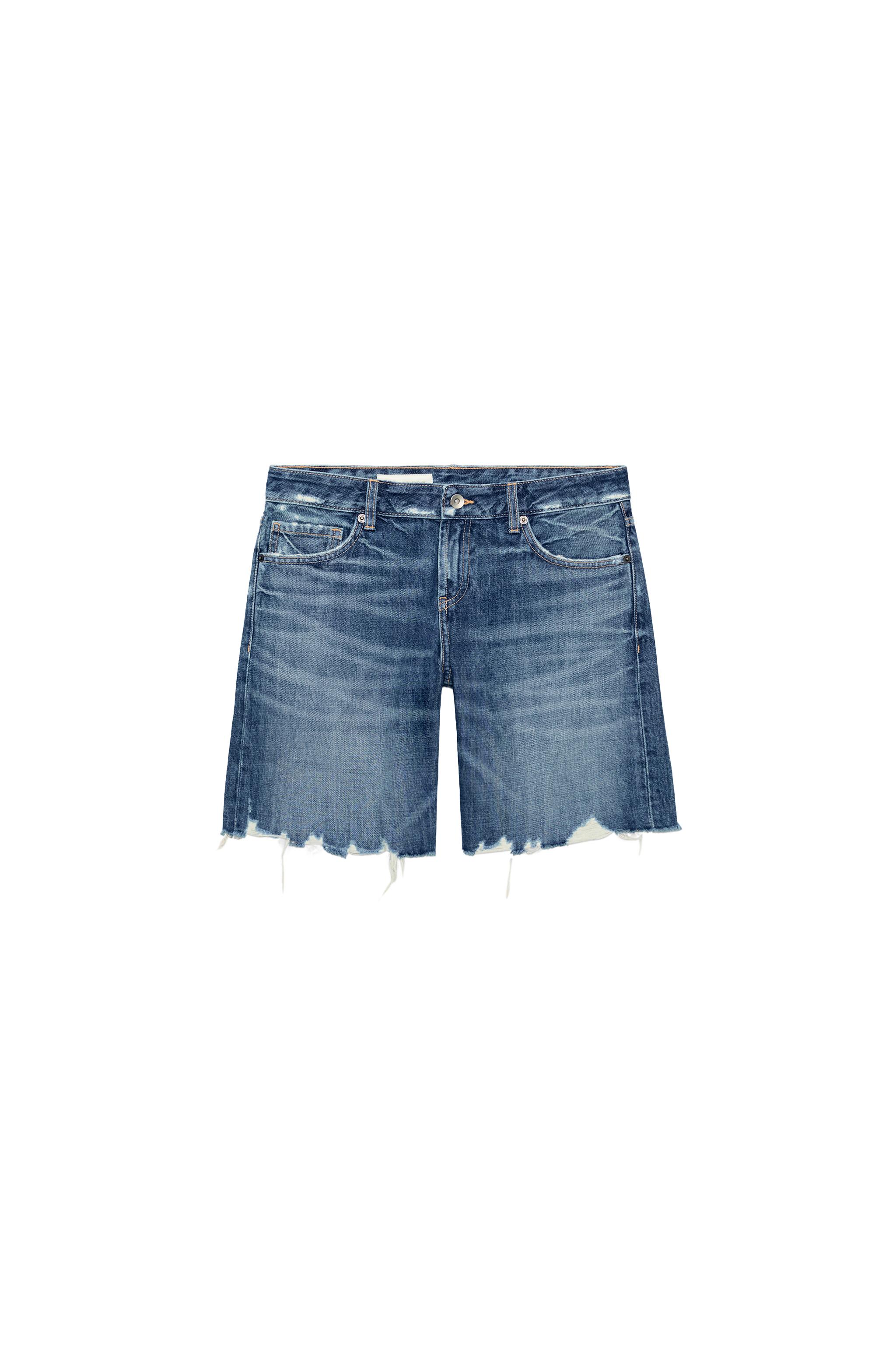TRF MID RISE DENIM SHORTS - Navy blue | ZARA Canada