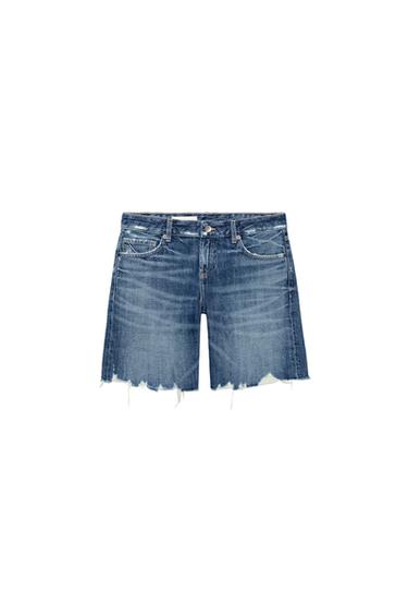 TRF MID-RISE DENIM BERMUDA SHORTS - Navy blue by Zara