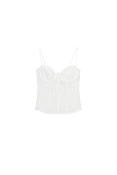 LACE CORSETRY-INSPIRED TOP - Oyster-white by Zara