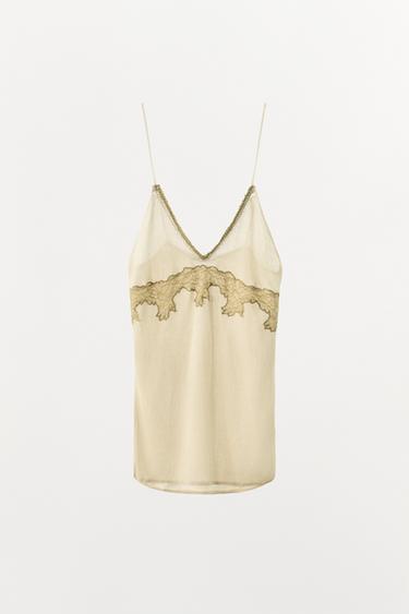 KNIT TOP WITH MATCHING LACE - Golden by Zara - Image 3