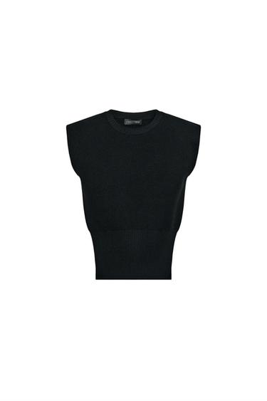 KNIT TOP WITH SHOULDER PADS - Black by Zara