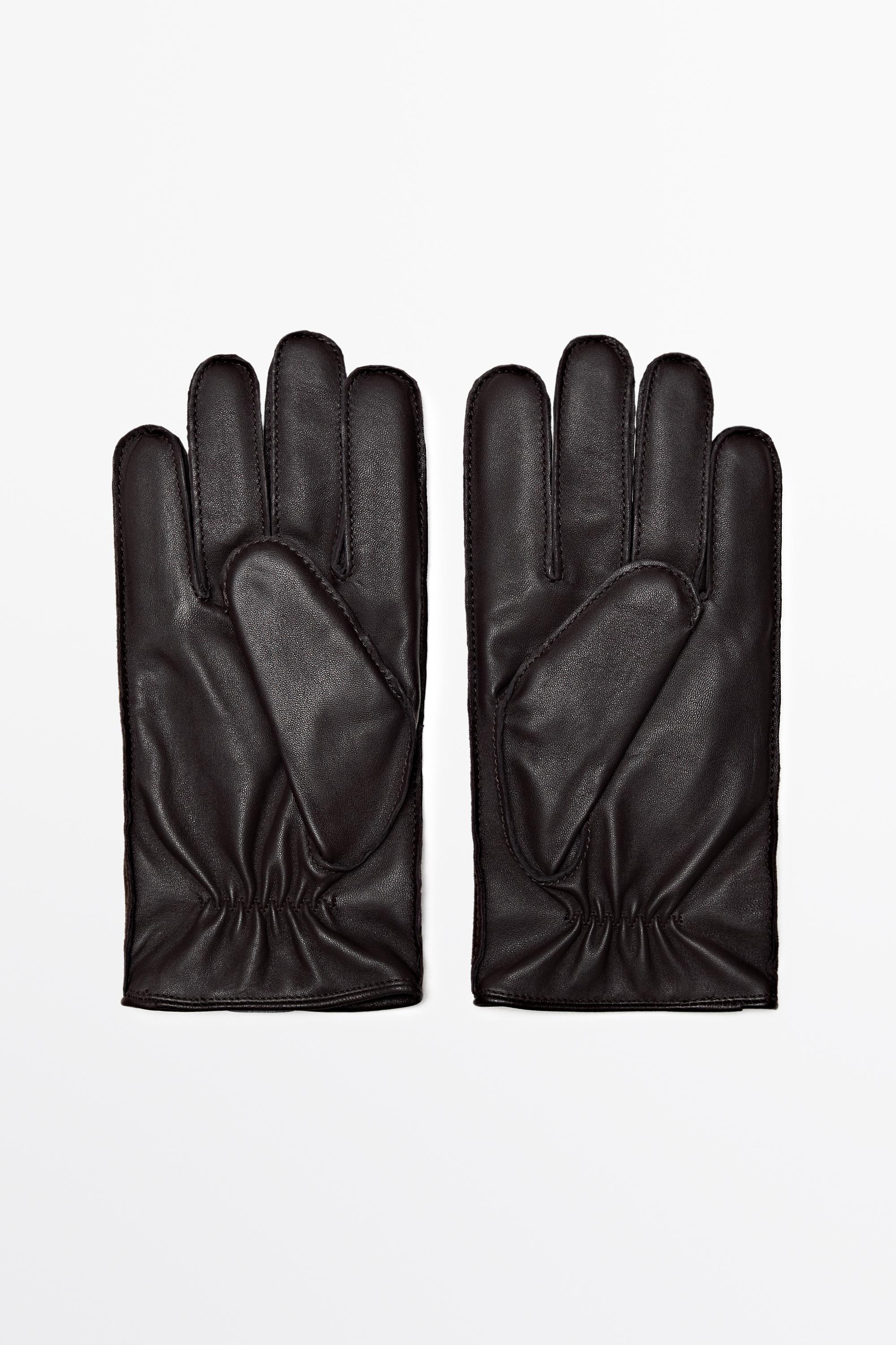CONTRAST LEATHER GLOVE 3130T レザー手袋 Contrast leather gloves - Brown | ZARA United States