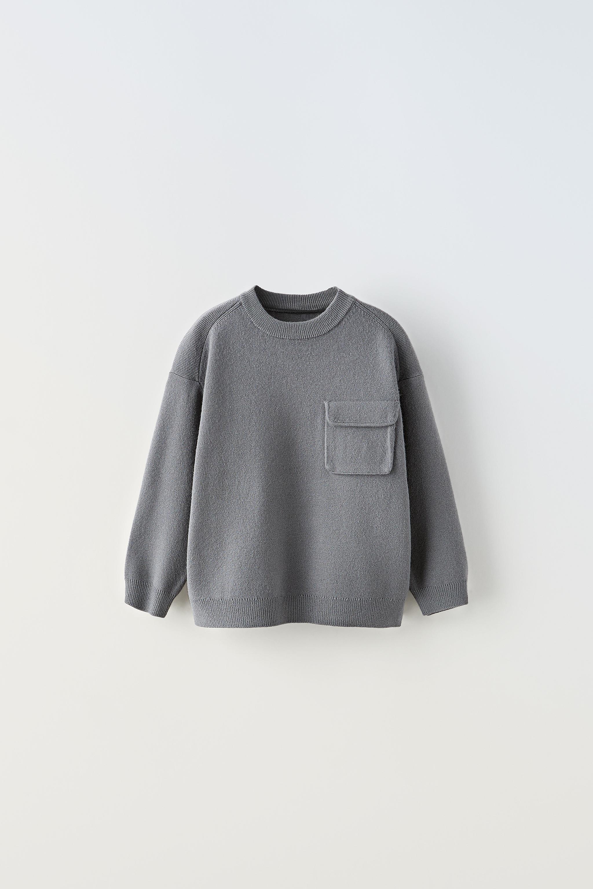 ポケット付きニットセーター - ブルーグレー | ZARA Japan / 日本