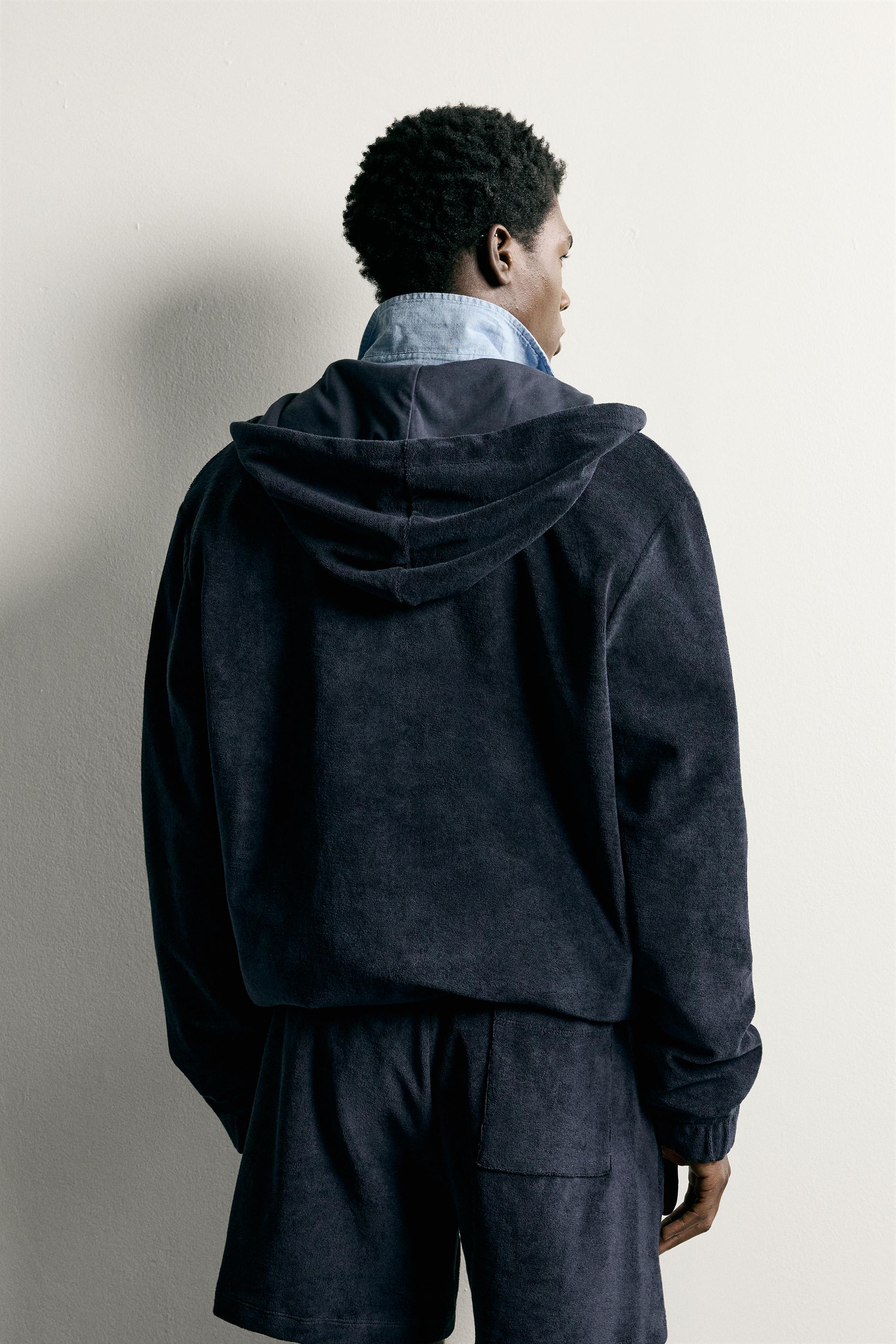 RELAXED FIT TERRY ZIP-UP HOODIE