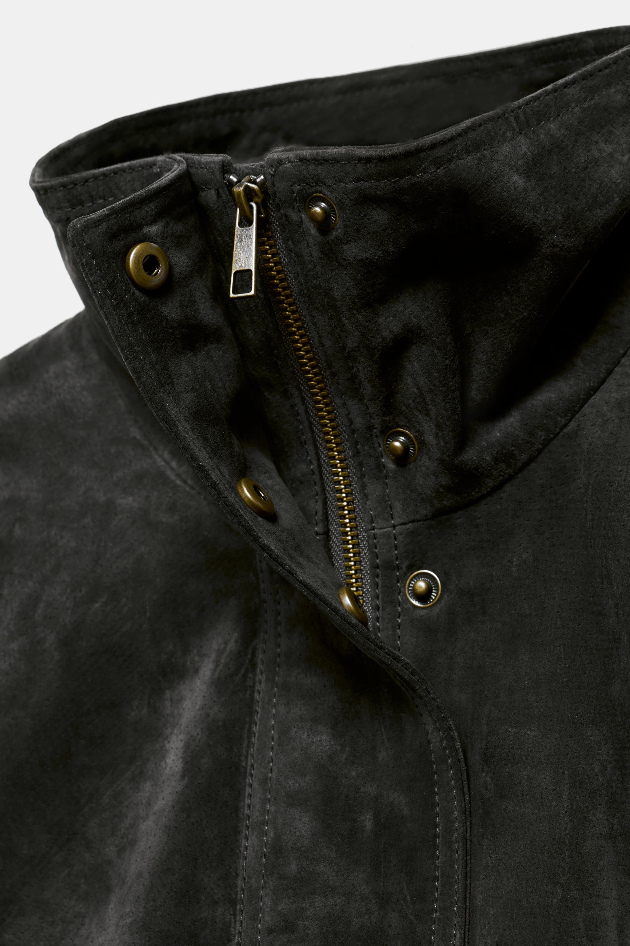 100% LEATHER JACKET - Charcoal | ZARA South Africa
