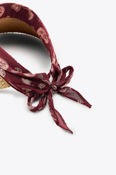 VISIÈRE TRESSÉE FOULARD IMPRIMÉ - Beige clair de Zara - Image 4