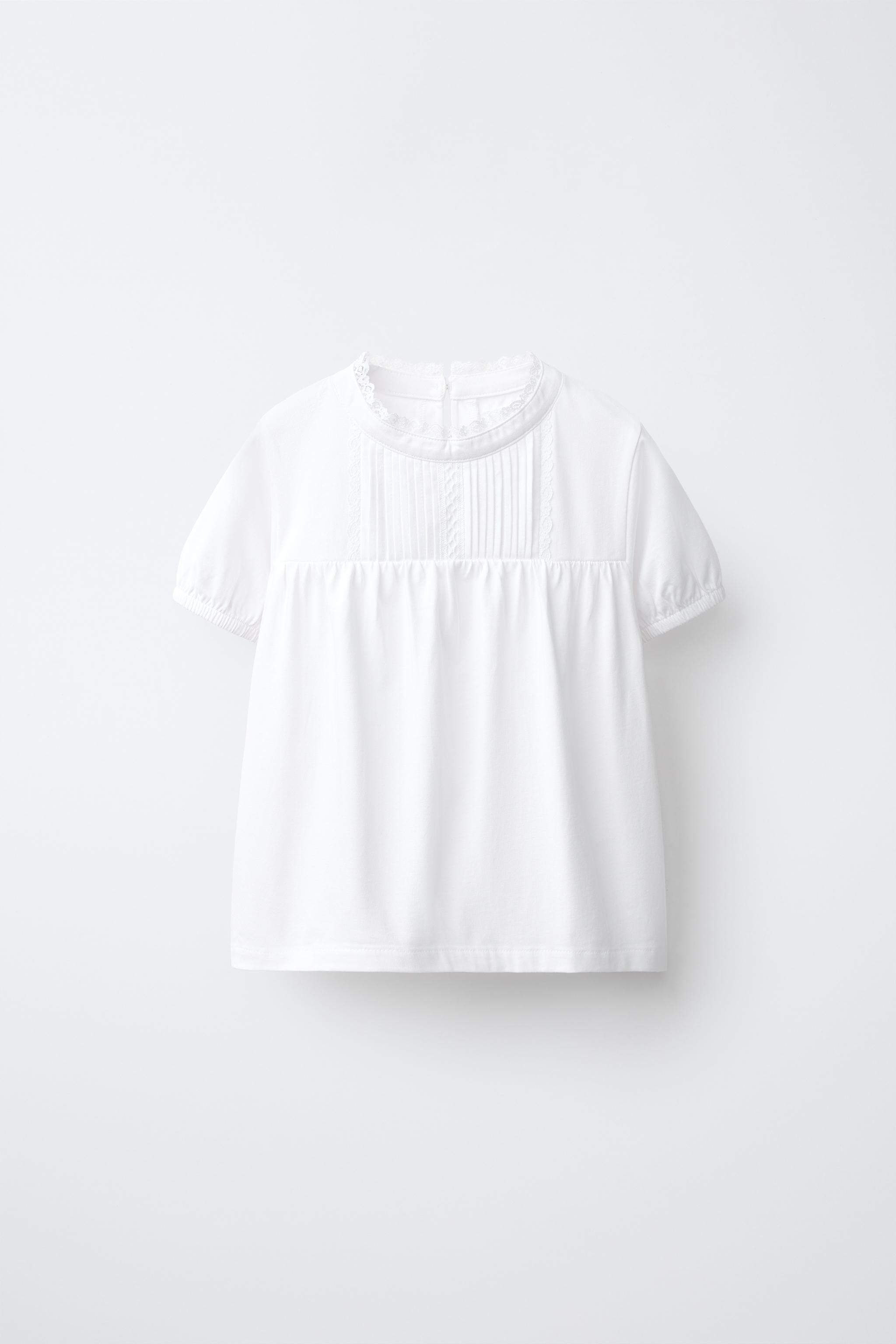 Детские топы Zara ROMANTIC PINTUCK AND LACE APPLIQUÉ TOP — фото 2
