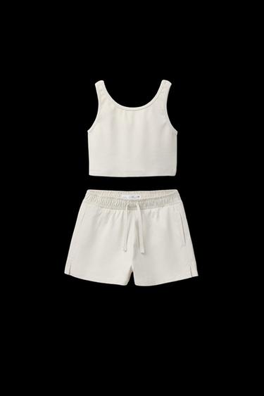 HEAVY-SET MIT RIB-T-SHIRT UND BERMUDASHORTS - Cremefarben von Zara - Bild 0