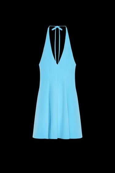 KURZES NECKHOLDER-KLEID MIT GODETS - Blau von Zara - Bild 0