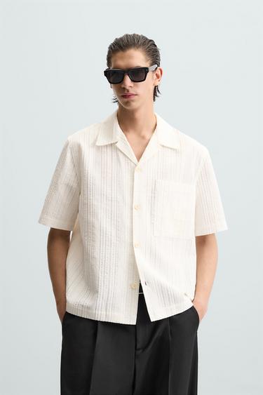 STRIPED JACQUARD SHIRT - White by Zara