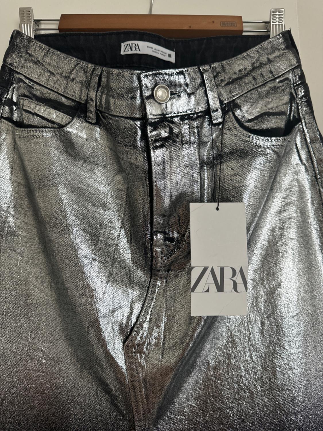 LONG FOIL DENIM SKIRT - Image 3
