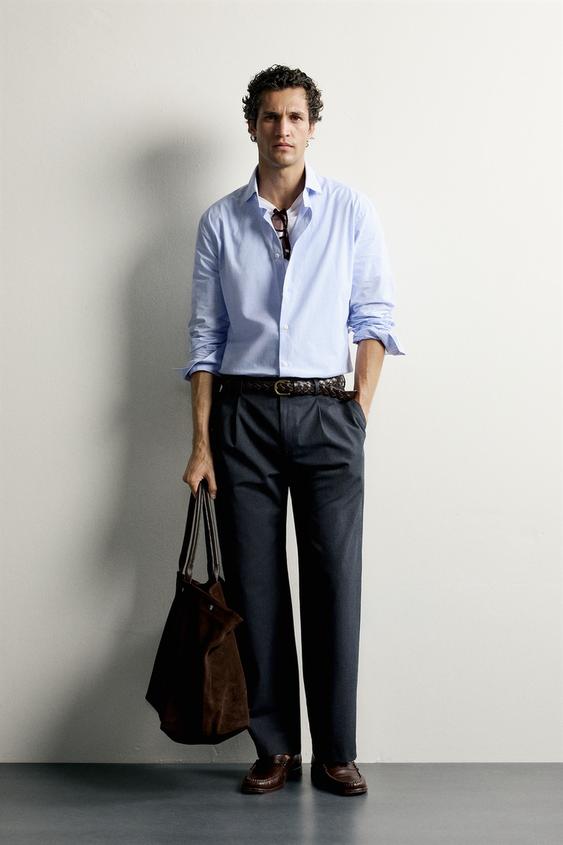РУБАШКА КЛАССИЧЕСКОГО КРОЯ В КЛЕТКУ — Синий/Белый от Zara — изображение 0
