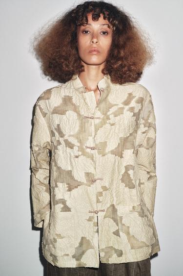 KIMONO JACQUARD FLEURS LIMITED EDITION - Marron clair de Zara - Image 1