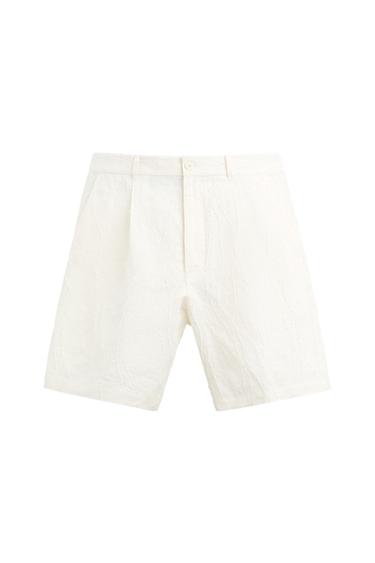 100% LINEN IRREGULAR TEXTURED BERMUDA SHORTS