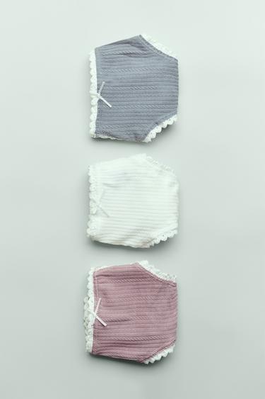 Zara AGES 6-14/ THREE-PACK OF LACE UNDERWEAR - Multicolored