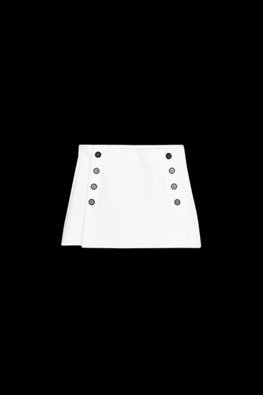Zara SPLIT SKIRT WITH BUTTONS - White - Image 0
