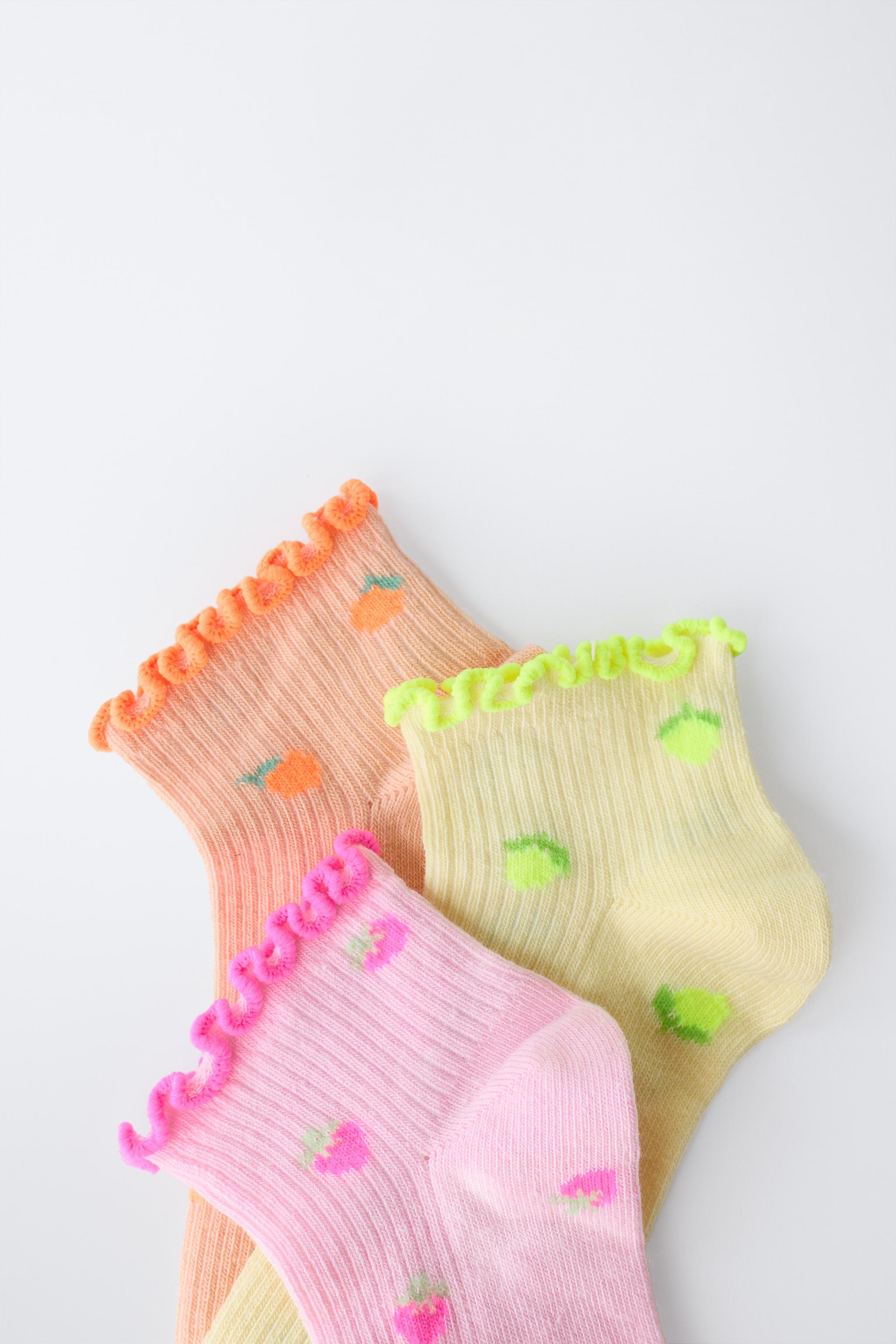 THREE-PACK OF FRUIT TERRY ANKLE SOCKS