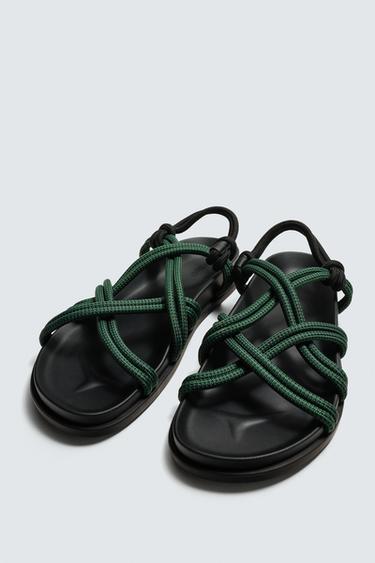 CONTRAST STRAP SANDALS - Green by Zara - Image 4