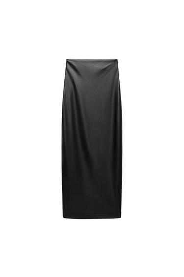 FAUX LEATHER SLIT SKIRT ZW COLLECTION