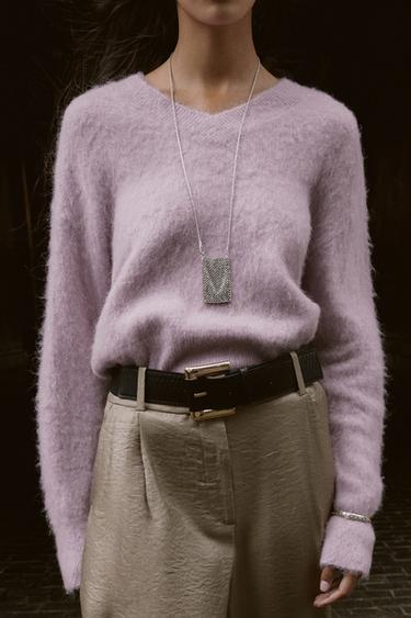 BRUSHED EFFECT KNIT SWEATER - Mauve by Zara