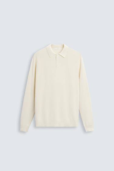 POLO DE MALHA PEROLADA - Branco-marfim da Zara