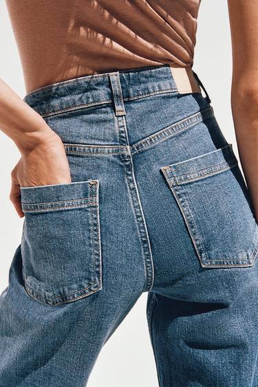 JEANS Z1975 TIRO ALTO BOLSILLOS PLASTRÓN - Azul medio de Zara