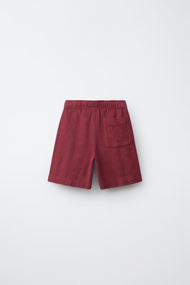 RUSTIC BERMUDA SHORTS - Burgundy by Zara - Image 1