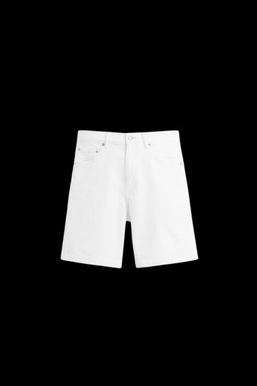 REGULAR FIT DENIM BERMUDA SHORTS - White by Zara - Image 0