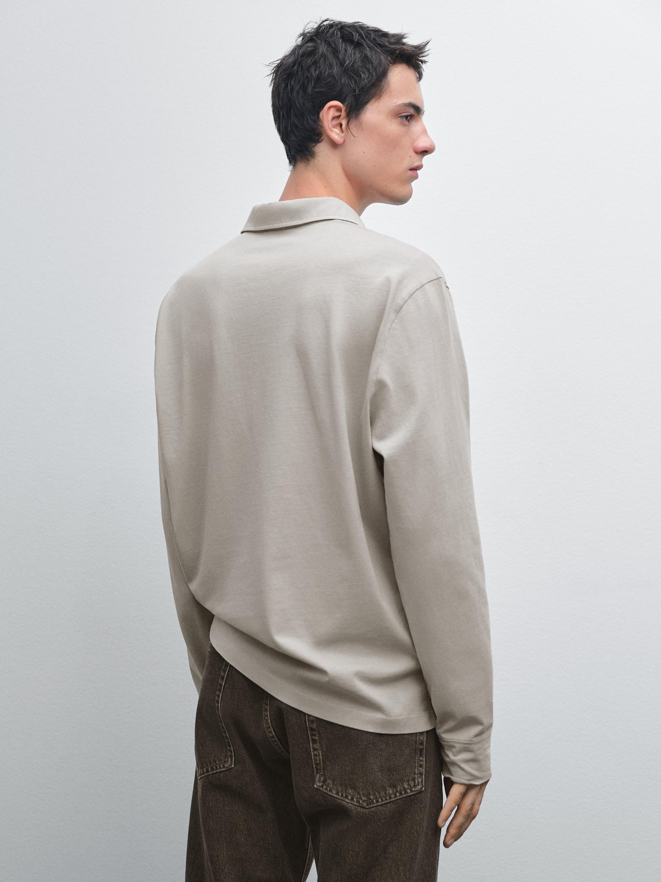 100% cotton distressed-effect polo shirt