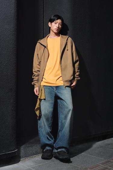 Zara 拉鍊連帽訓練運動衫 - 焦糖色
