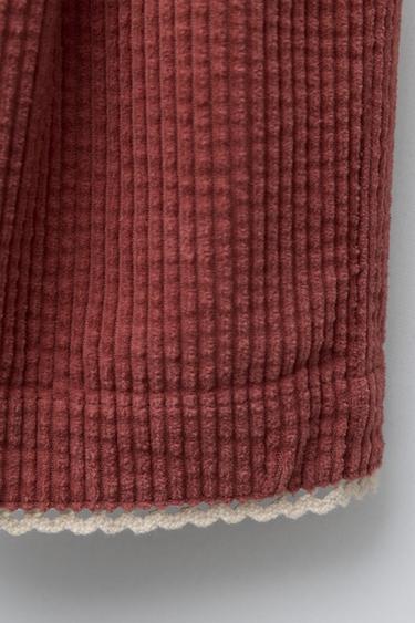 PANTALON EN VELOURS CÔTELÉ AVEC DENTELLE EN CONTRASTE - Framboise de Zara - Image 3