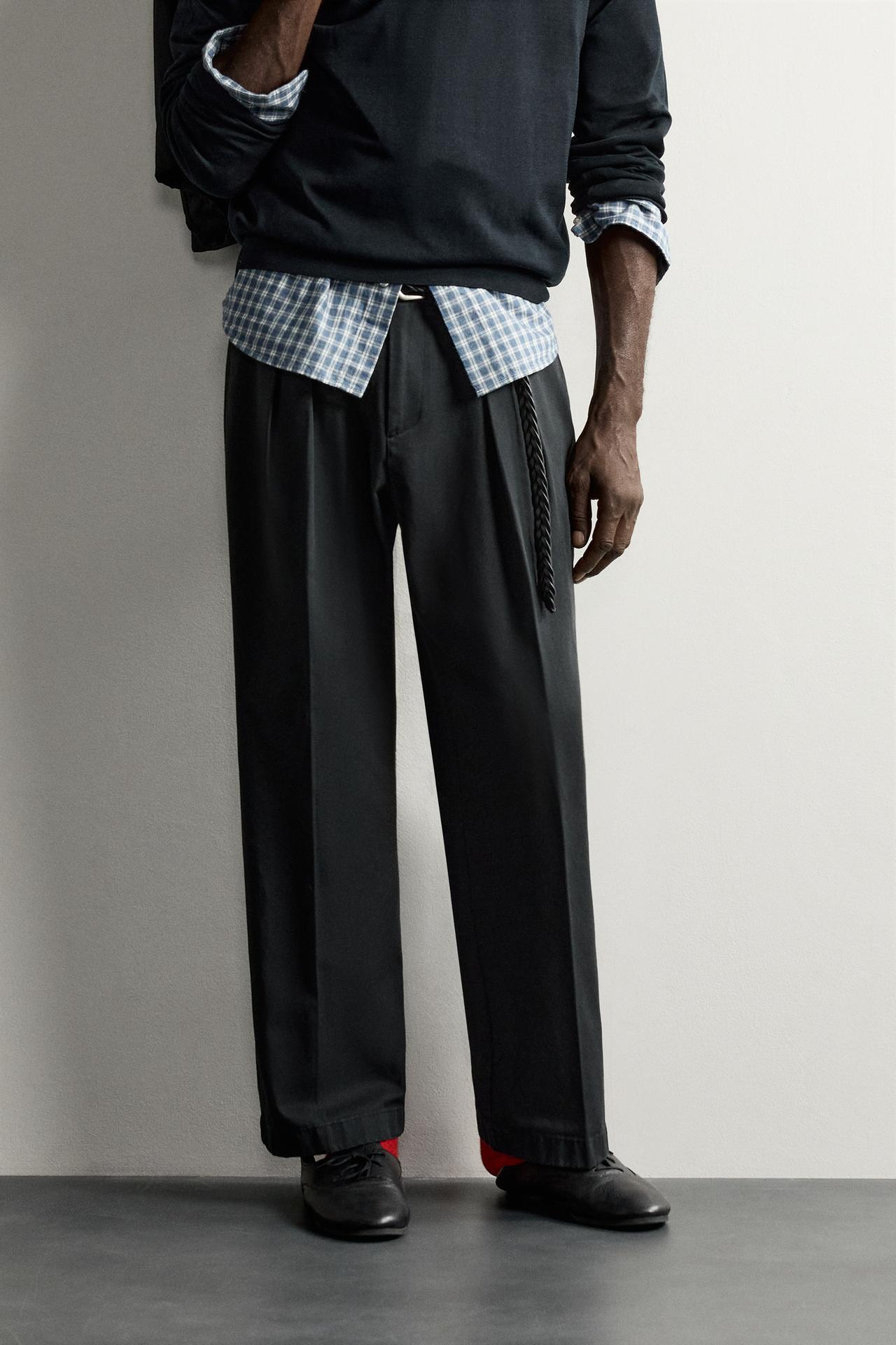 AARON LEVINE X ZARA PLEATED CHINOS — Black