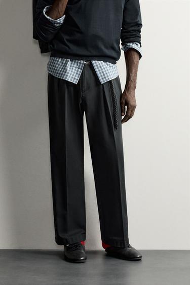 AARON LEVINE X ZARA PLEATED CHINO TROUSERS - Black by Zara