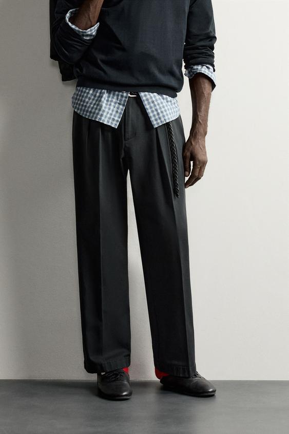 Spodnie chinosy z zaszewkami aaron levine x zara