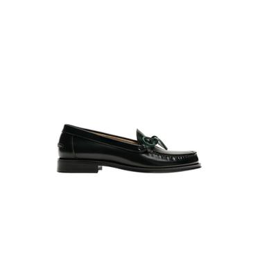 MOCASÍN PIEL LAZO - Verde Botella de Zara