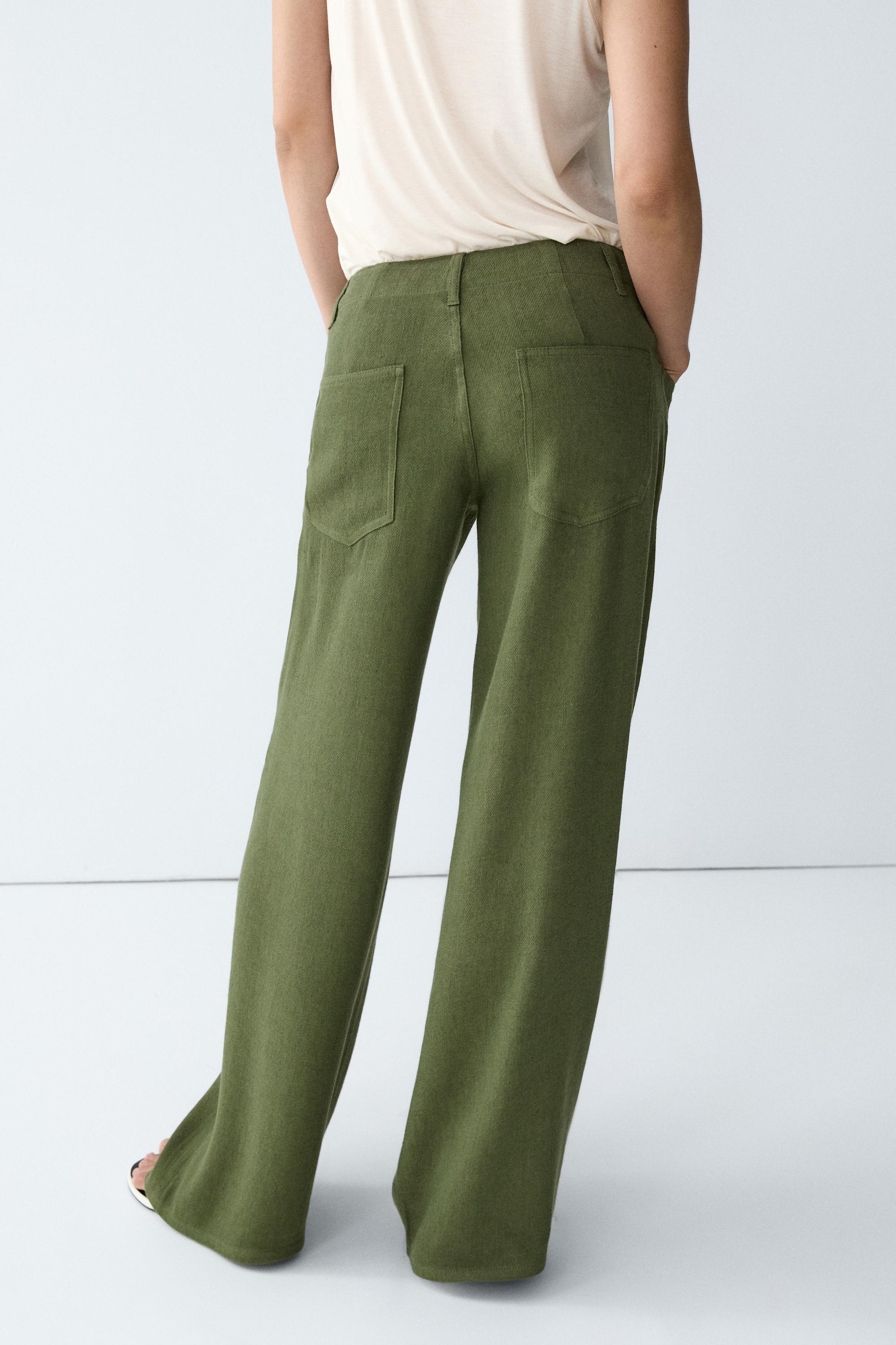 Straight linen blend pants