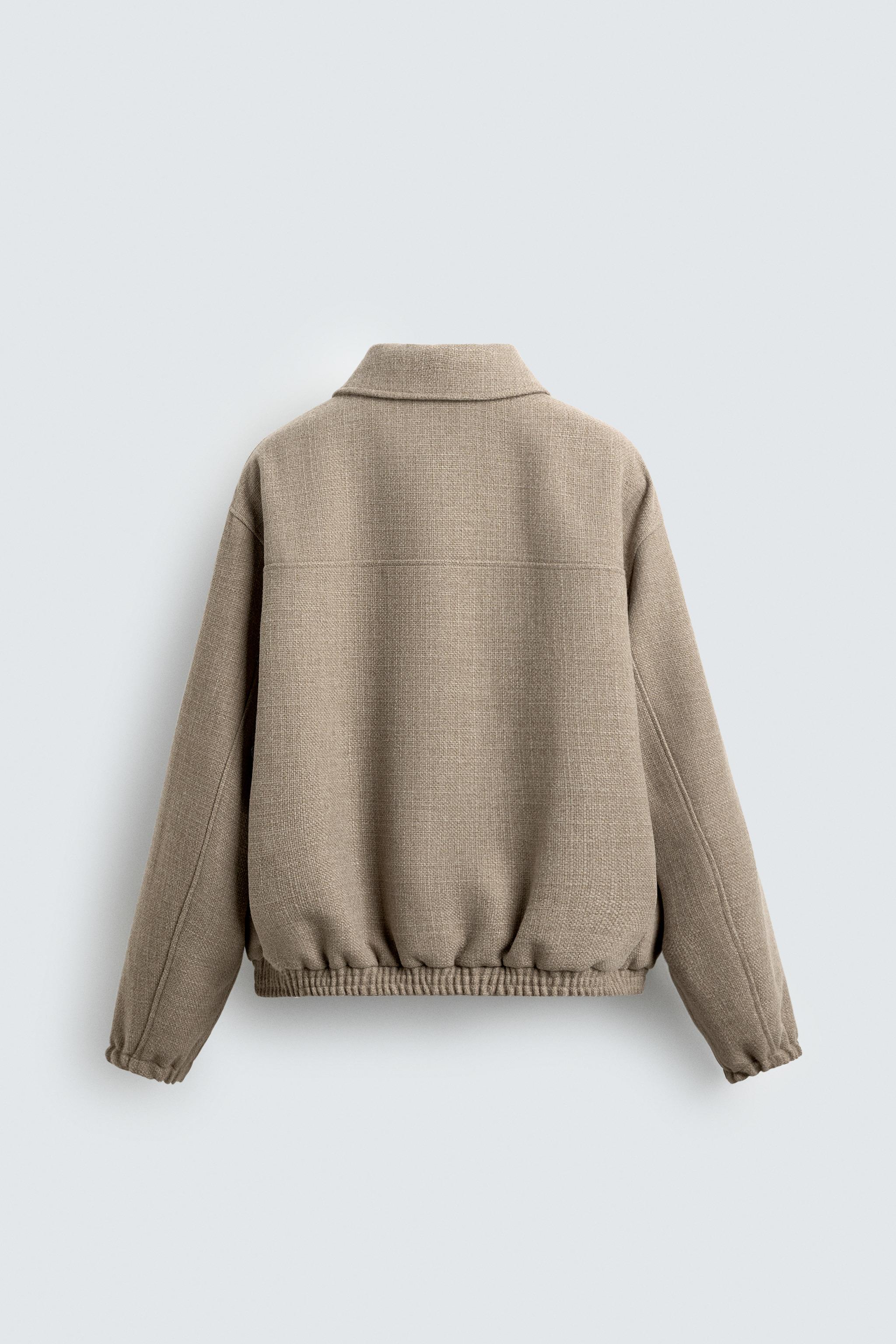 ストレッチツイル/グログランジャケット M グレージュ REGULAR FIT TEXTURED JACKET - Taupe gray | ZARA United States