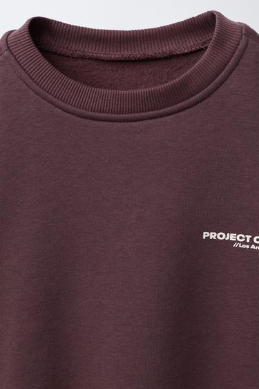 SLOGAN SWEATSHIRT AND JOGGERS SET - Burgundy by Zara - Image 2
