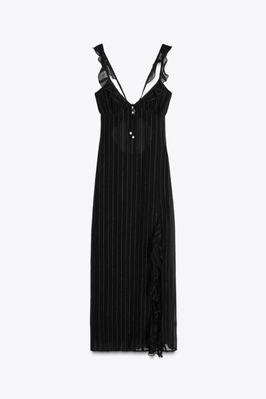 ROBE MI-LONGUE LINGERIE FIL MÉTALLISÉ - Noir de Zara - Image 8