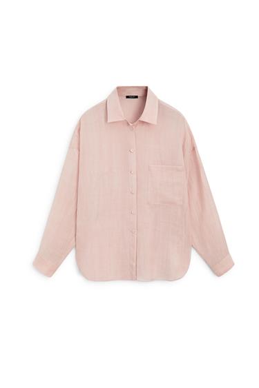 Camisa fluida bolsillo con ramio - 886 de Zara