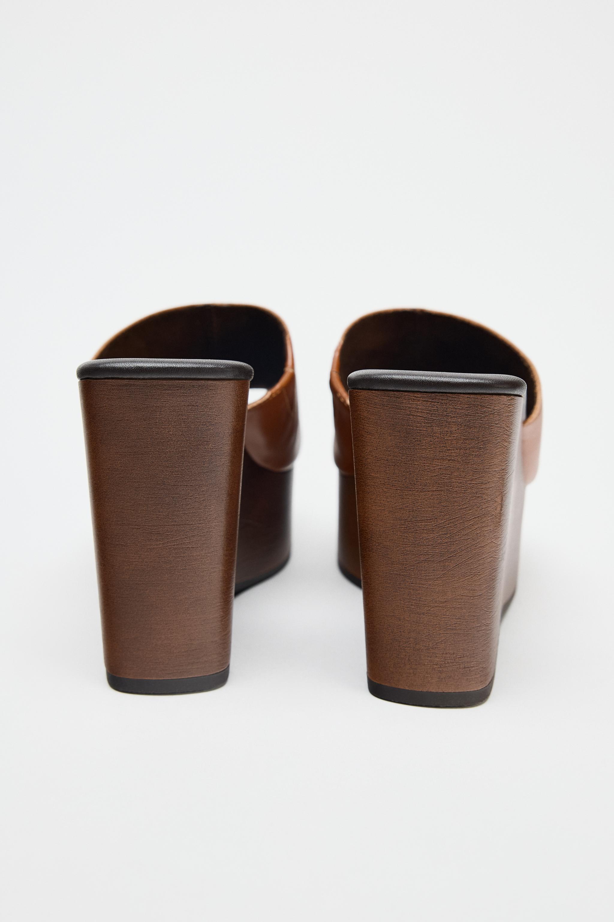 【ZARA】レザーウェッジ ブラウン | 1319/610/105 LEATHER WEDGE - Brown | ZARA United States