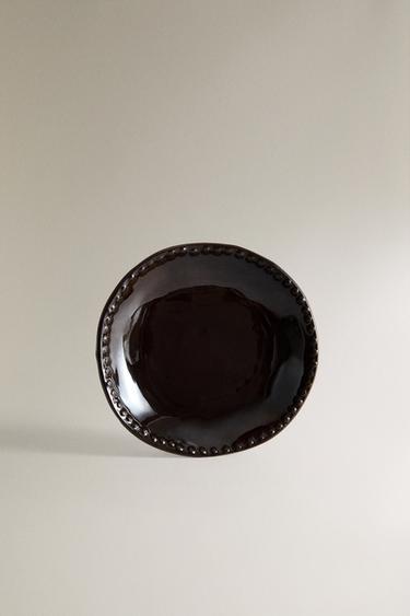 STONEWARE MINI PLATE WITH RAISED DESIGN - Brown Zara
