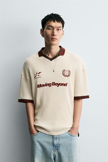 RETRO STRUCTURED FOOTBALL POLO SHIRT - Oyster-white by Zara