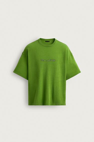 CAMISETA PUNTO ESTAMPADOS LAVADOS - Verde de Zara