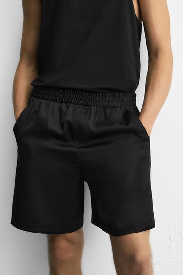 АТЛАСНІ ШОРТИ-БЕРМУДИ RELAXED FIT - Чорний Zara