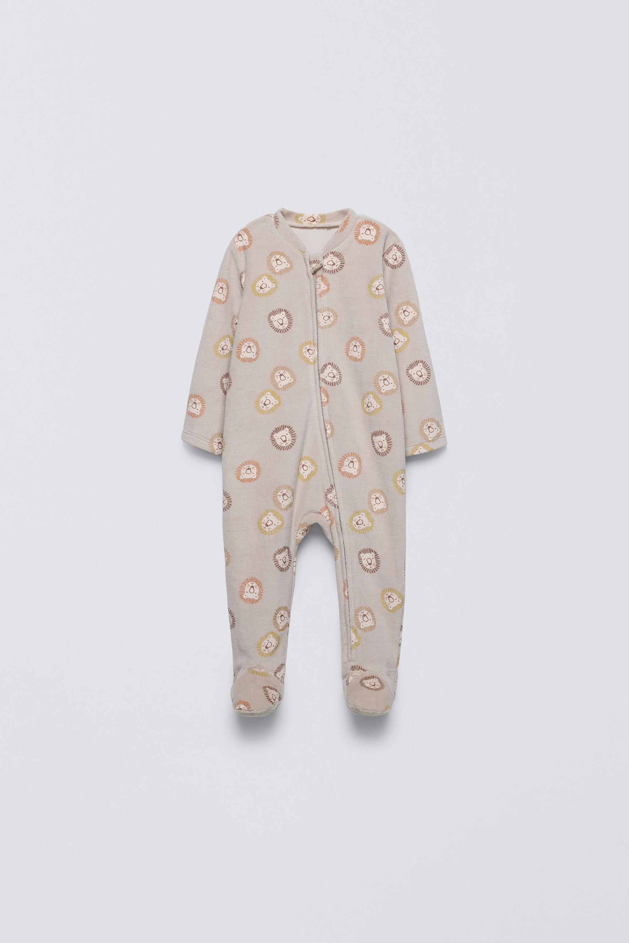 0-24 MONTHS/ VELOUR LION CUB SLEEPSUIT camel ZARA South Africa