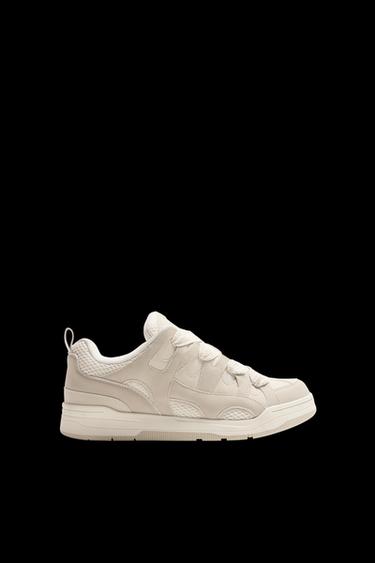 Zara MAXI LACE-UP SNEAKERS - Beige - Image 0