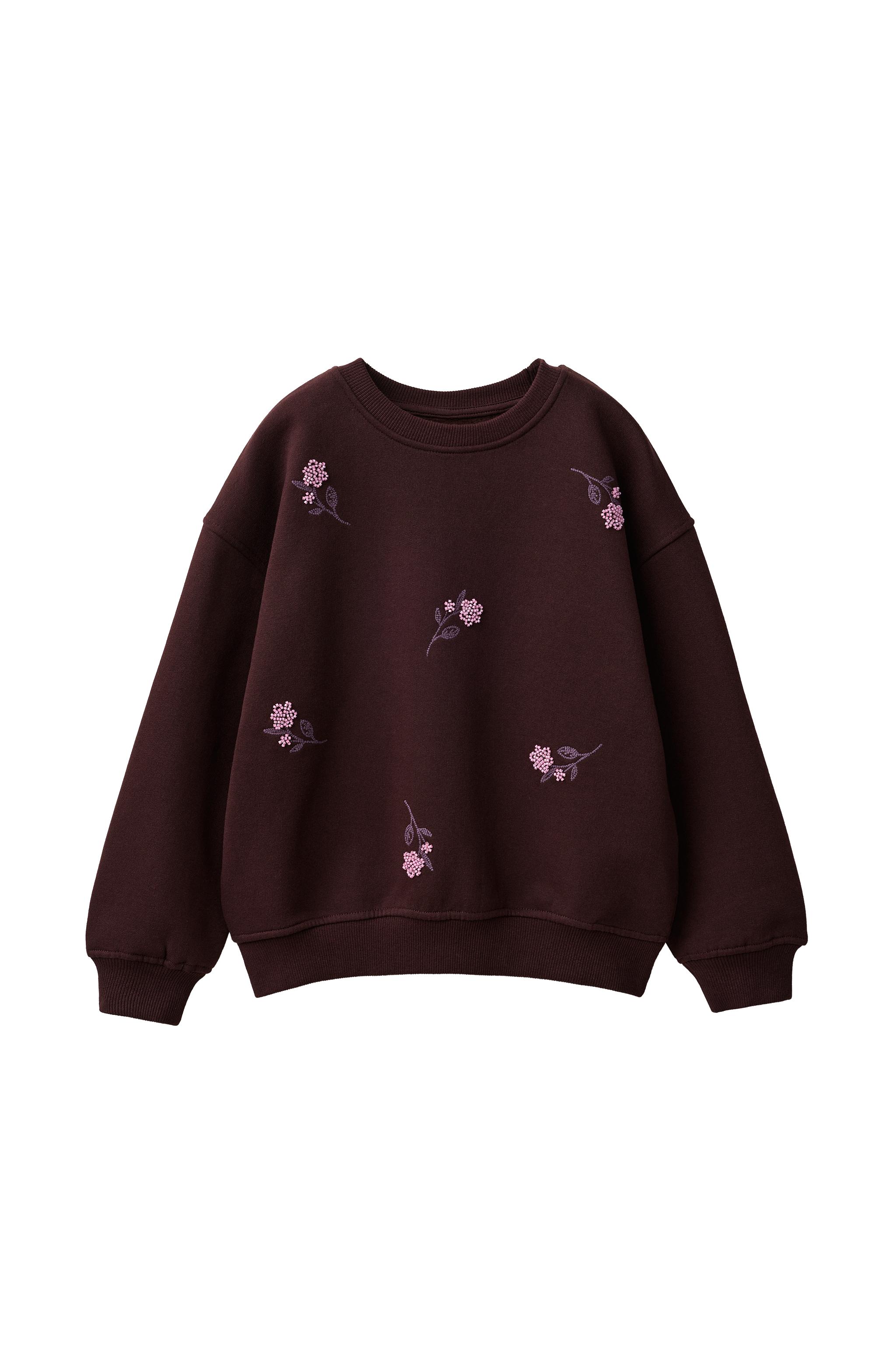 BEADED FLORAL SWEATSHIRT - Aubergine | ZARA Curaçao / Curazao